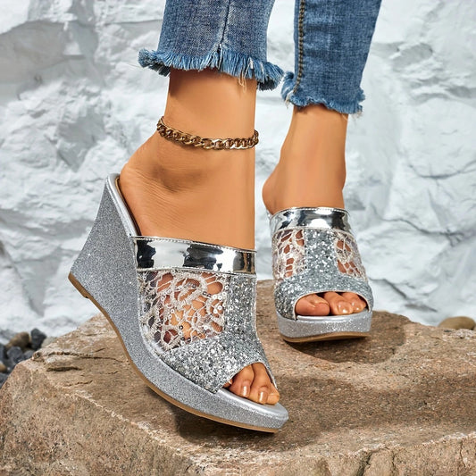 Alexis | Women's Open-Toe Elegant lace high-heeled sandals with Sequins