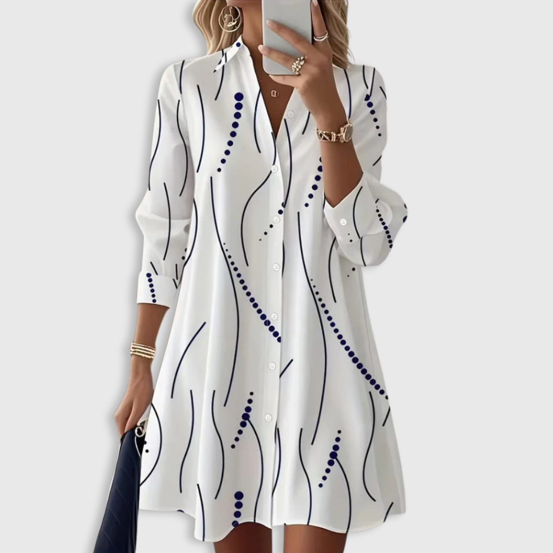 Rose | Wavy Collar Shirt Dress
