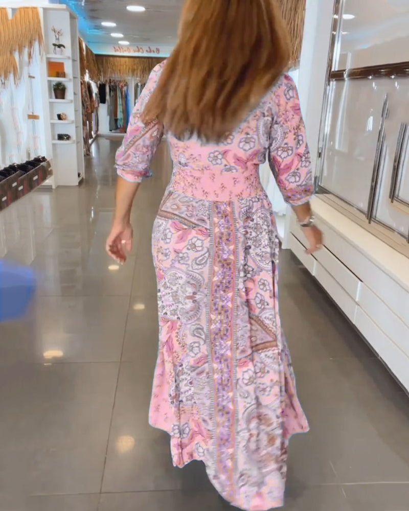 Ruth | Women's Elegant Holiday V-Neck Maxi Dress with Drawstring