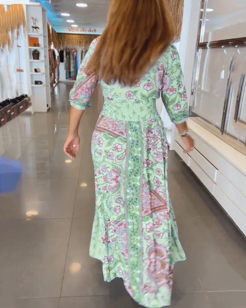 Ruth | Women's Elegant Holiday V-Neck Maxi Dress with Drawstring