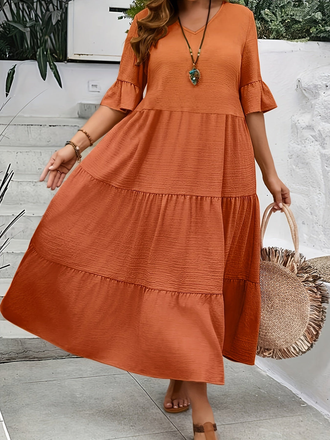 Avelisse | Women's Graceful Flowy Maxi Dress with Ruffle Detail