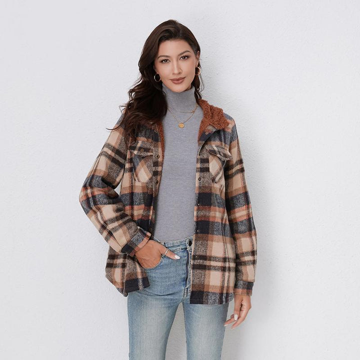 Amelia | Women's Hooded Plaid Flannel Jacket for Fall and Winter