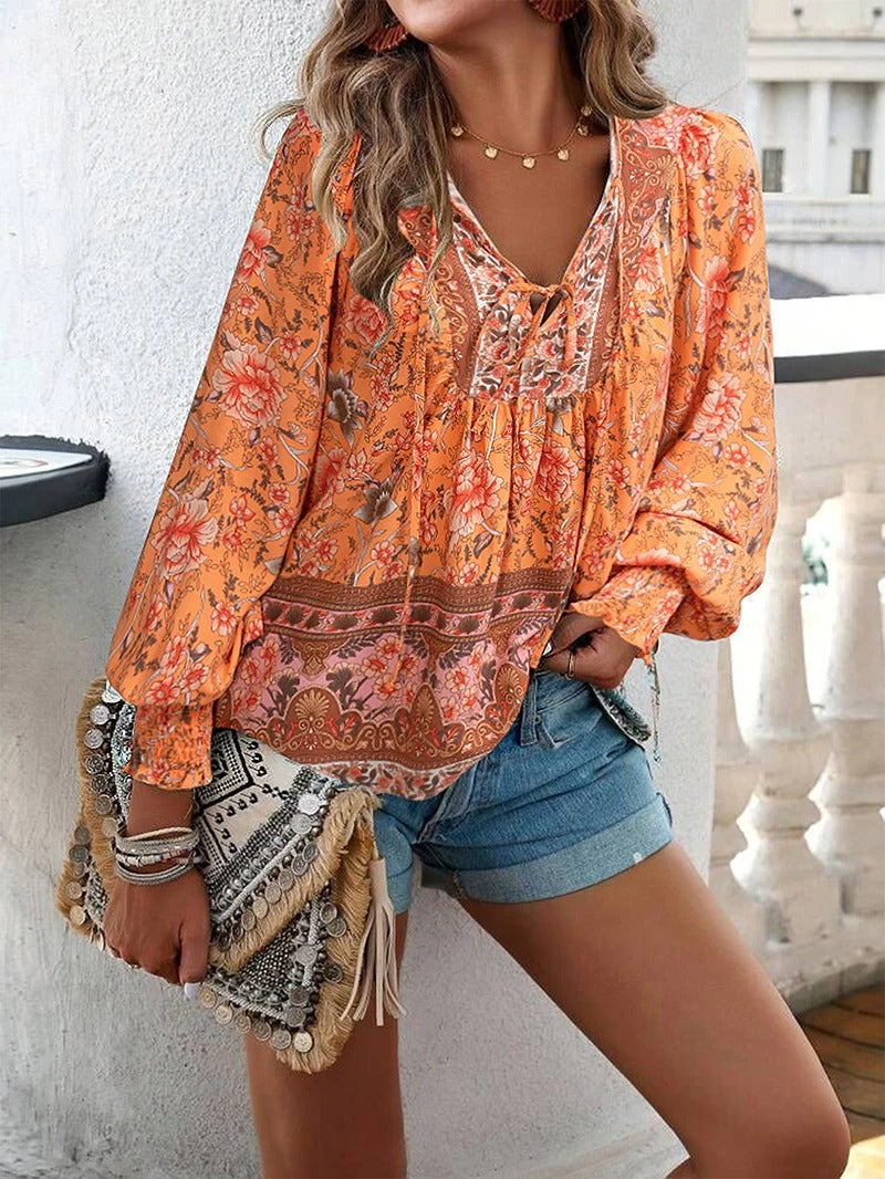 Beverly | Women's Longline Summer Floral Top with Drawstring