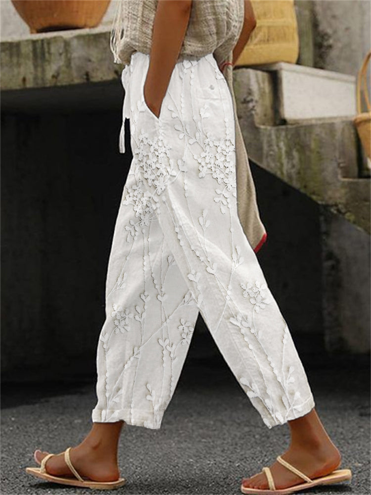 Aviora | Women's Vine Printed Trousers with Drawstring