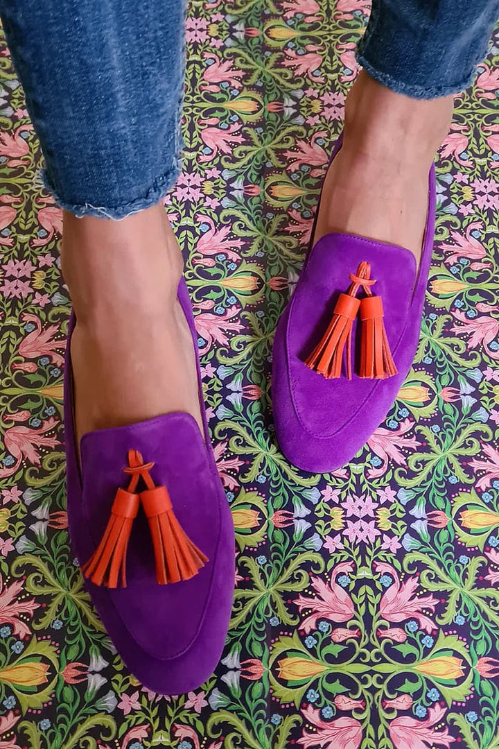 Women's Slip-On Purple Loafers With Tassels