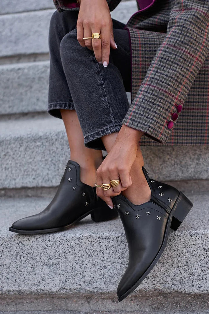 Women's Pointed-Toe Ankle Boot With Star Details