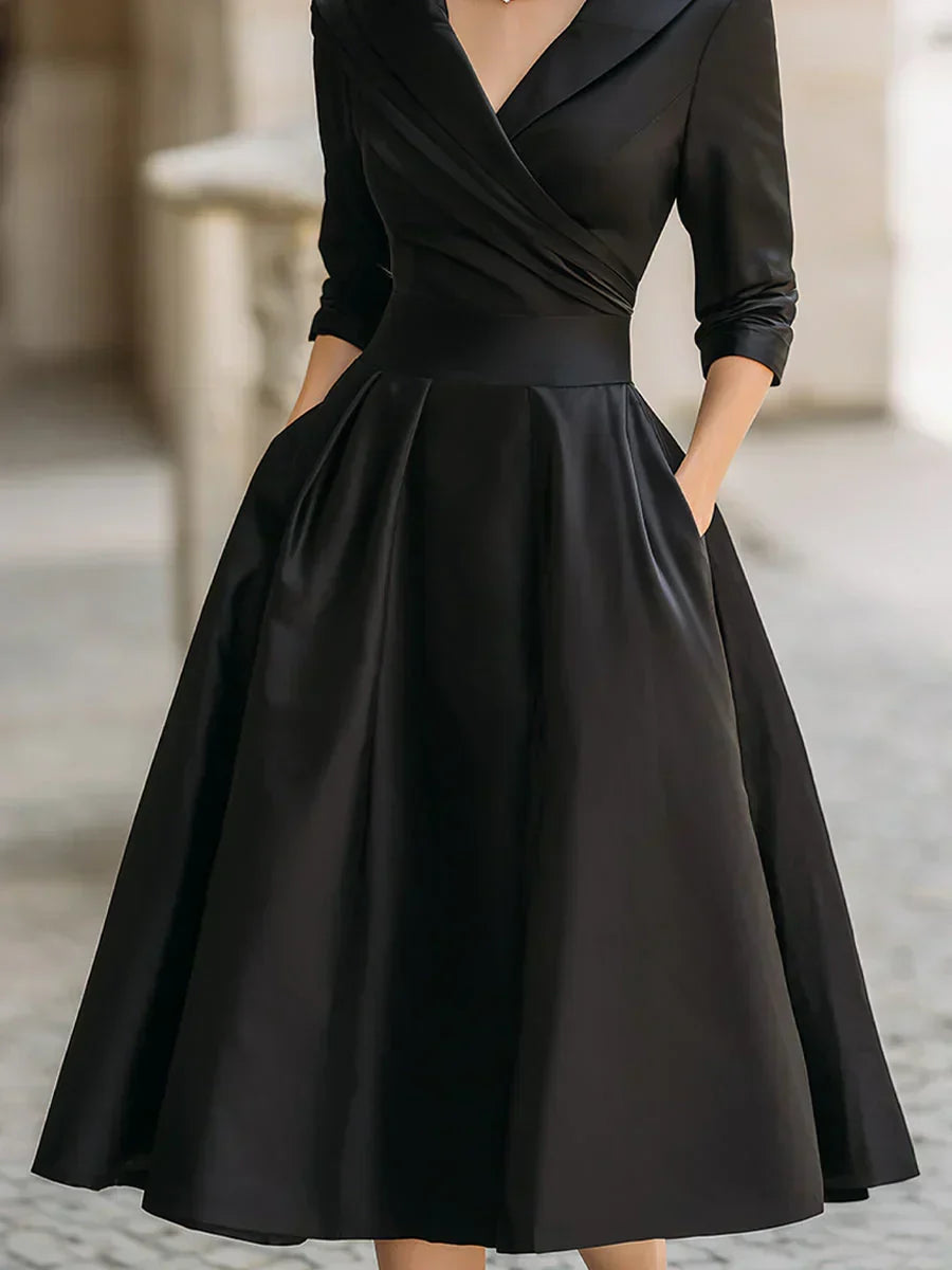 Clara | Women's Elegant Midi Dress with Pockets