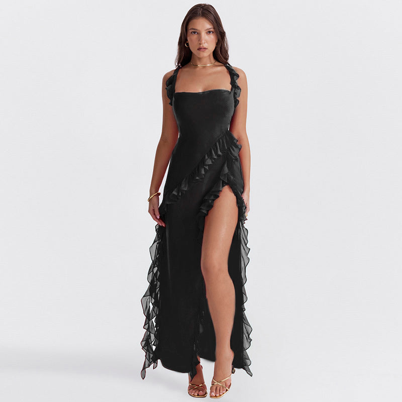 Laurine | Women's Elegant Maxi Dress with Ruffle Detail