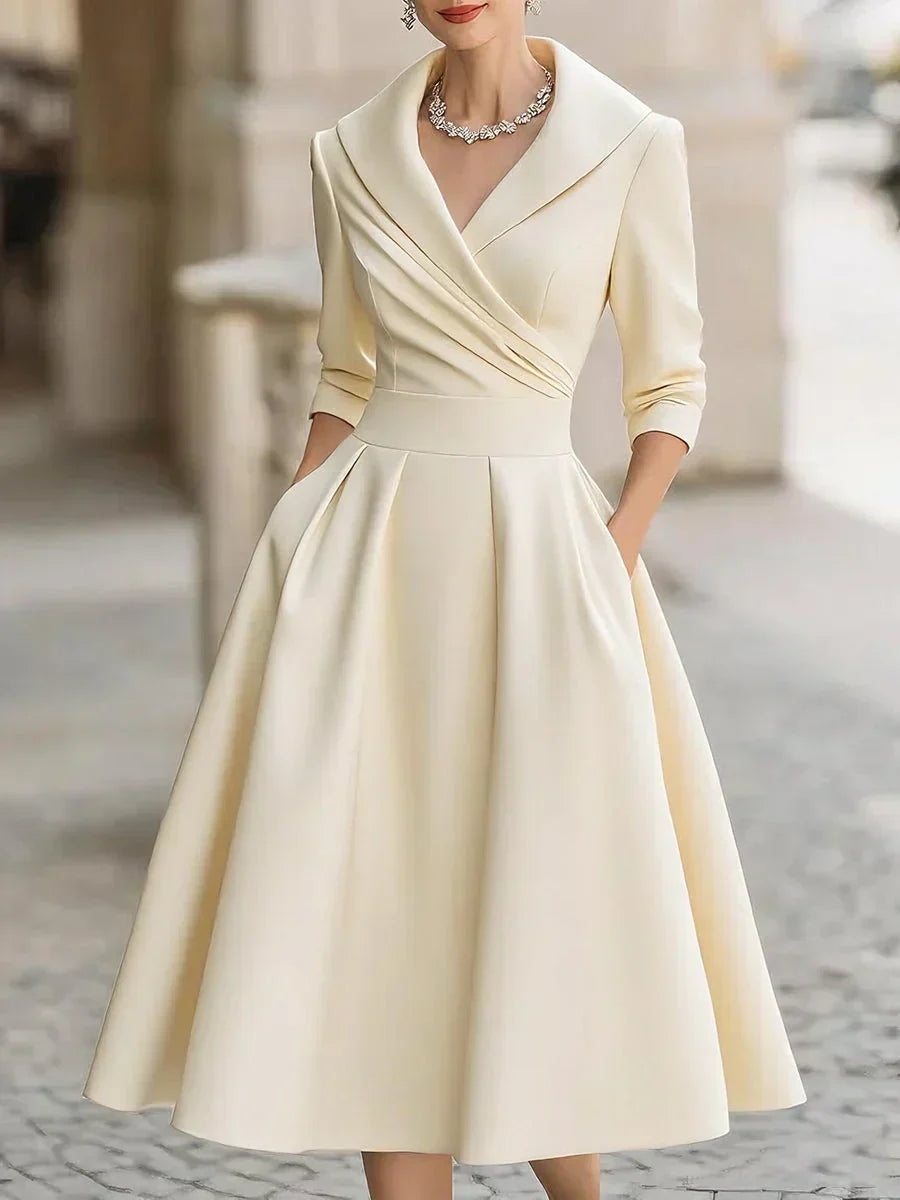 Clara | Women's Elegant Midi Dress with Pockets