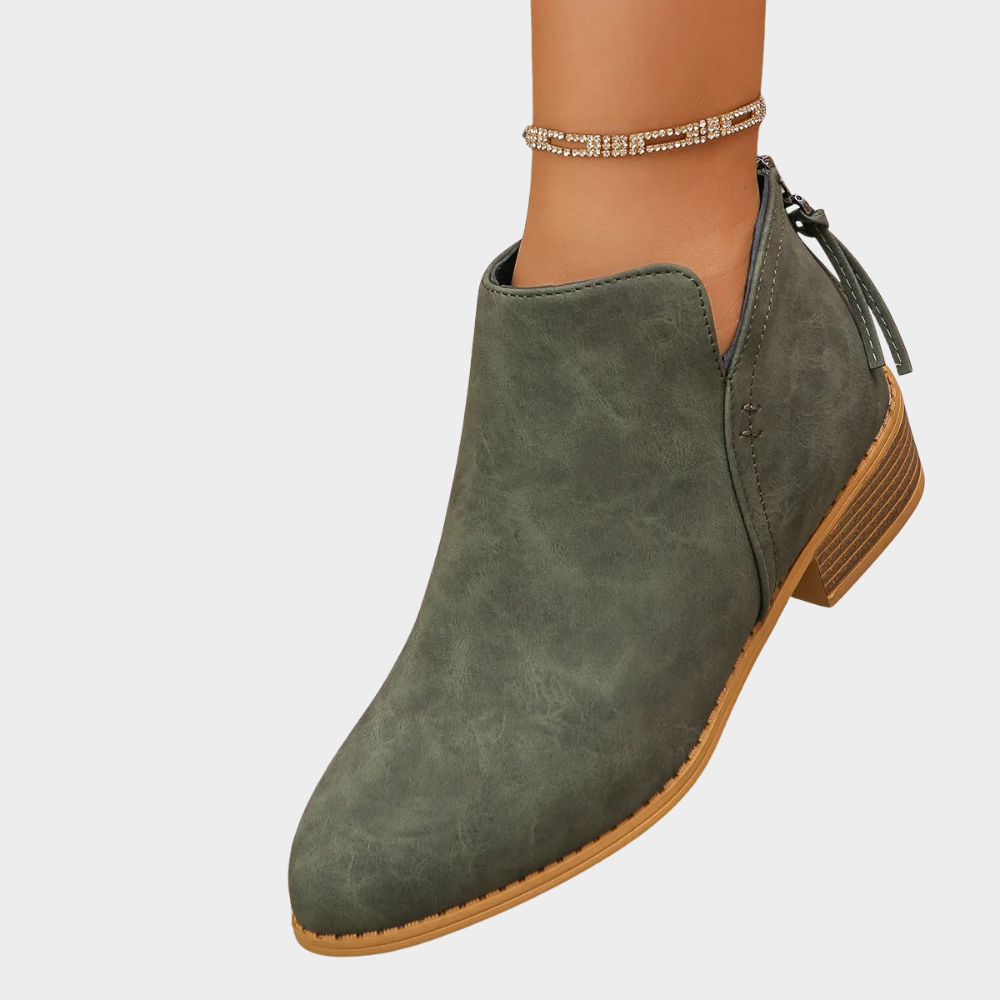 Oakley | Women's Cushioned Zip Low Heel Ankle Boots