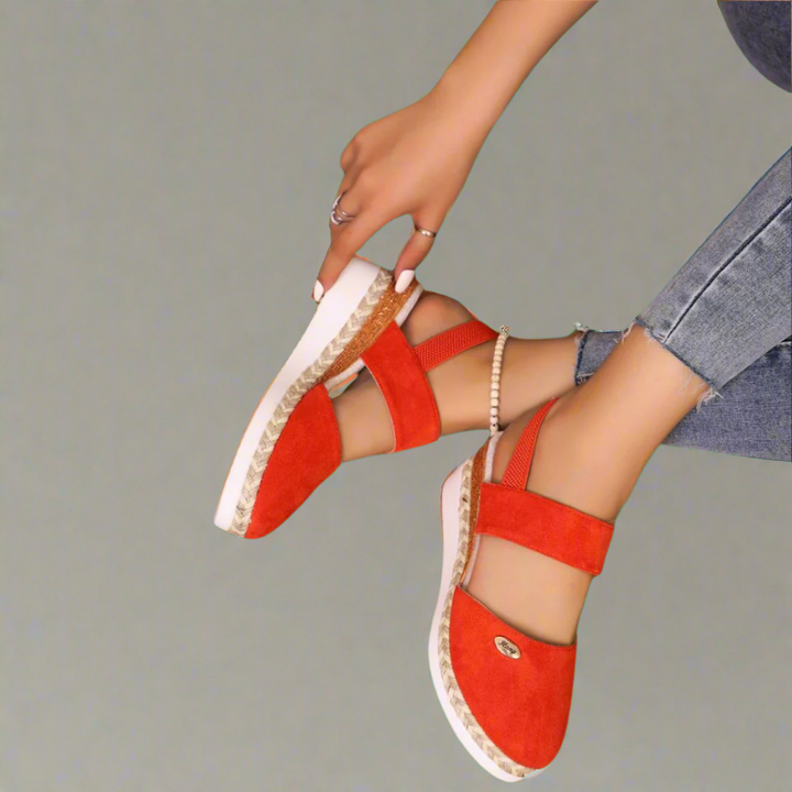 Gitta | Women's Cushioned Open-Toe Plus-Size Wedge Heels, Comfortable and Versatile