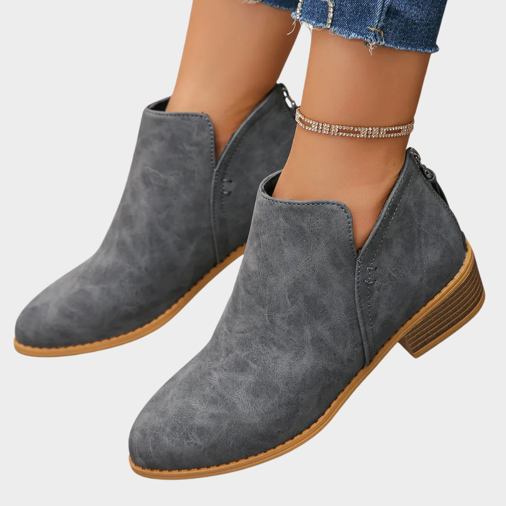 Oakley | Women's Cushioned Zip Low Heel Ankle Boots