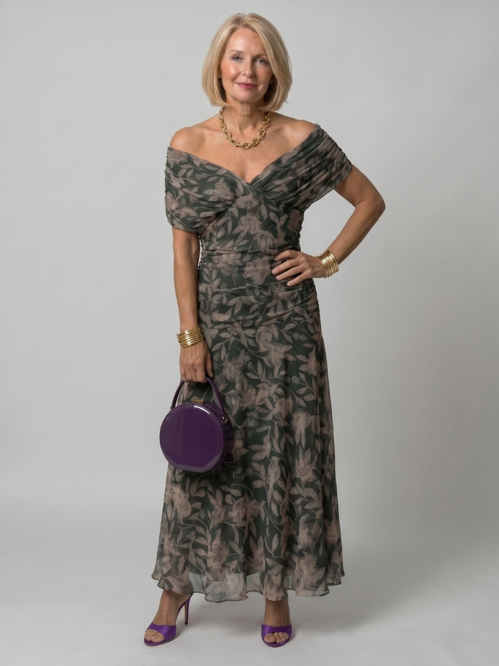 Calen | Women's Off Shoulder Flow Midi Dress
