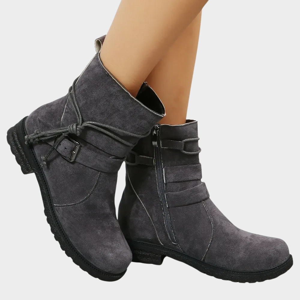 Delaney | Women's Cushioned Buckle Low Heel Ankle Boots