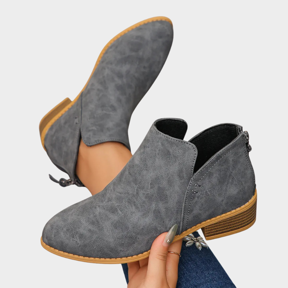 Oakley | Women's Cushioned Zip Low Heel Ankle Boots