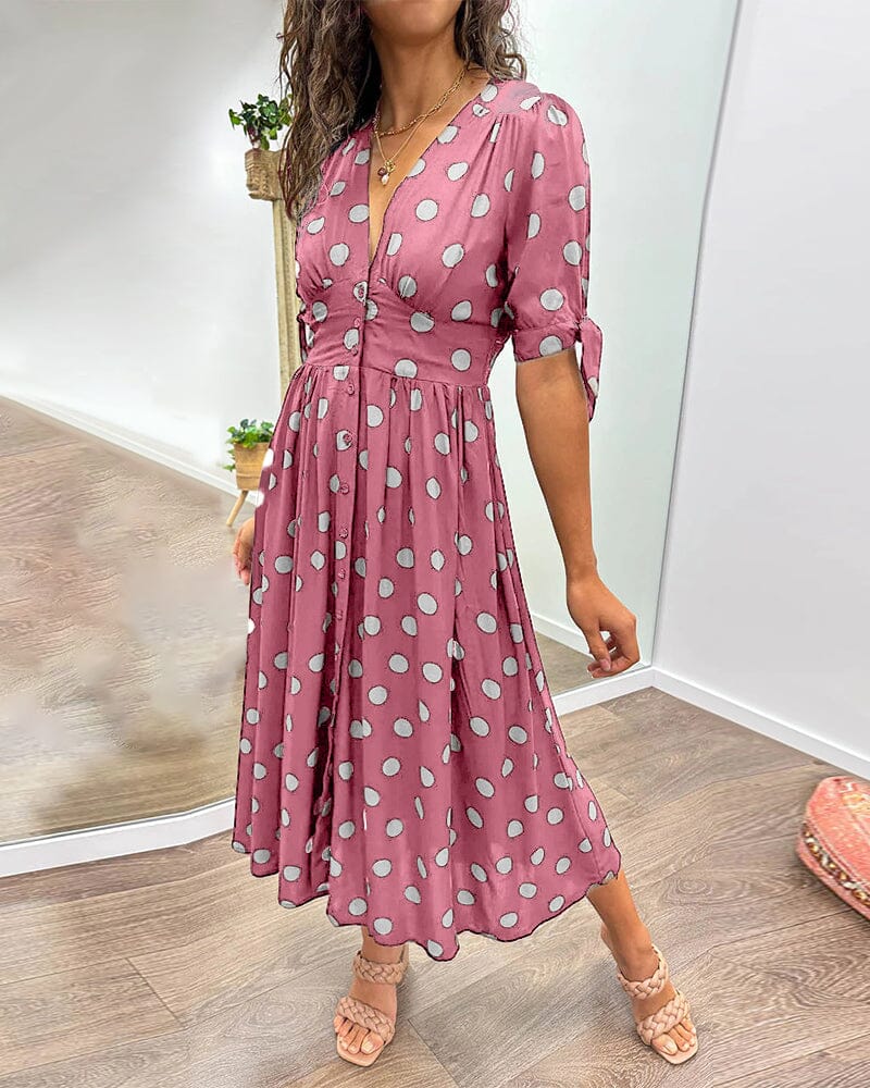 Bellamy | Women's Polka Dots V-Neck Midi Dress