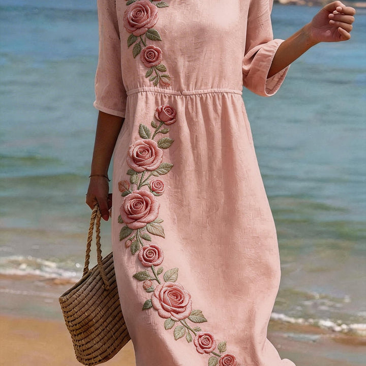 Abigail | Women's Floral Casual Mid-Sleeve Midi Dress