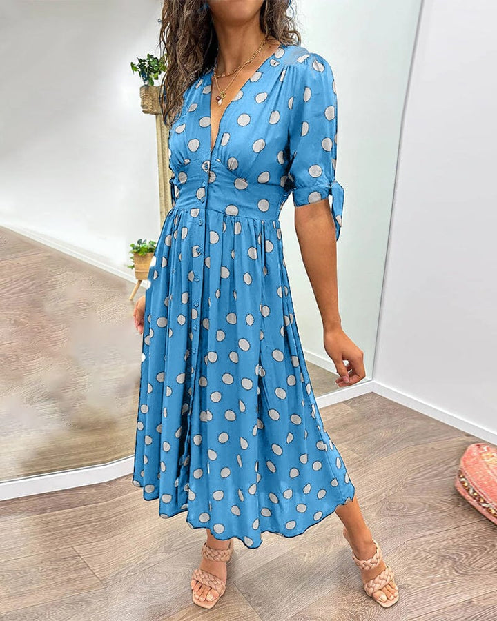 Bellamy | Women's Polka Dots V-Neck Midi Dress