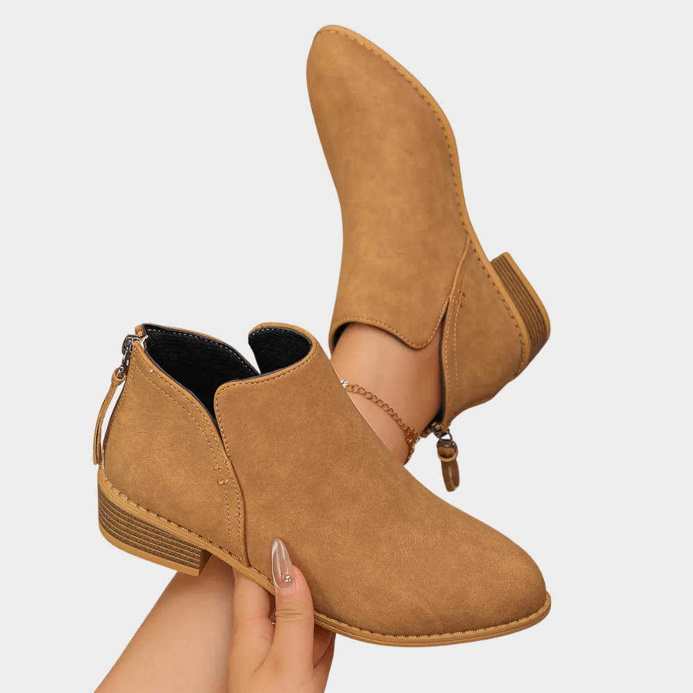 Oakley | Women's Cushioned Zip Low Heel Ankle Boots