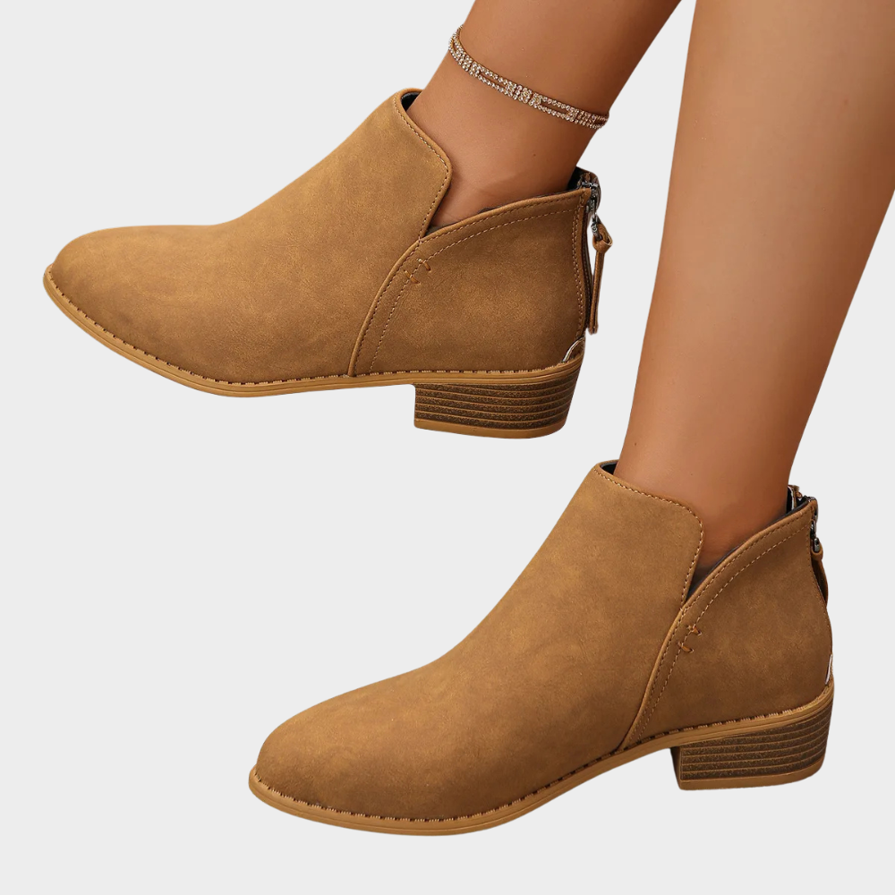 Oakley | Women's Cushioned Zip Low Heel Ankle Boots