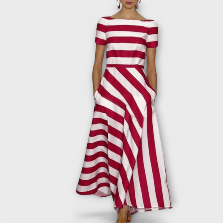 Janell | Women's Striped Maxi Dress with Long Silhouette