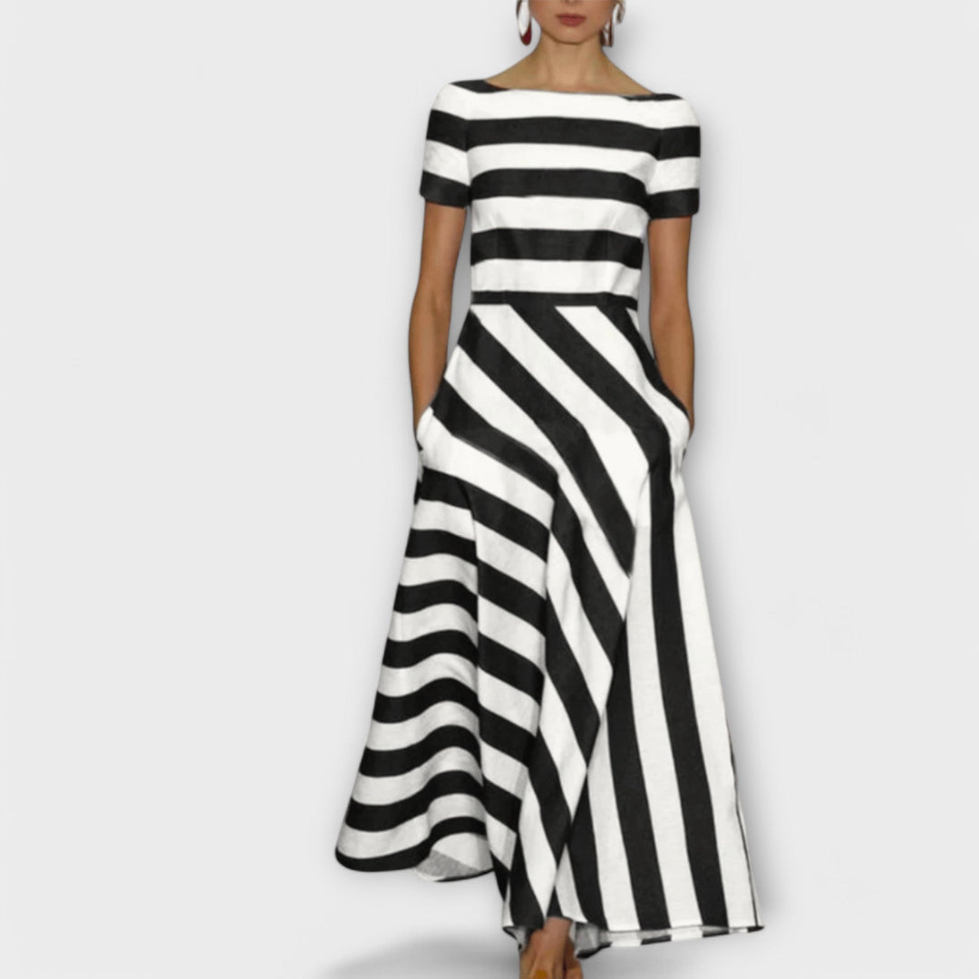 Janell | Women's Striped Maxi Dress with Long Silhouette