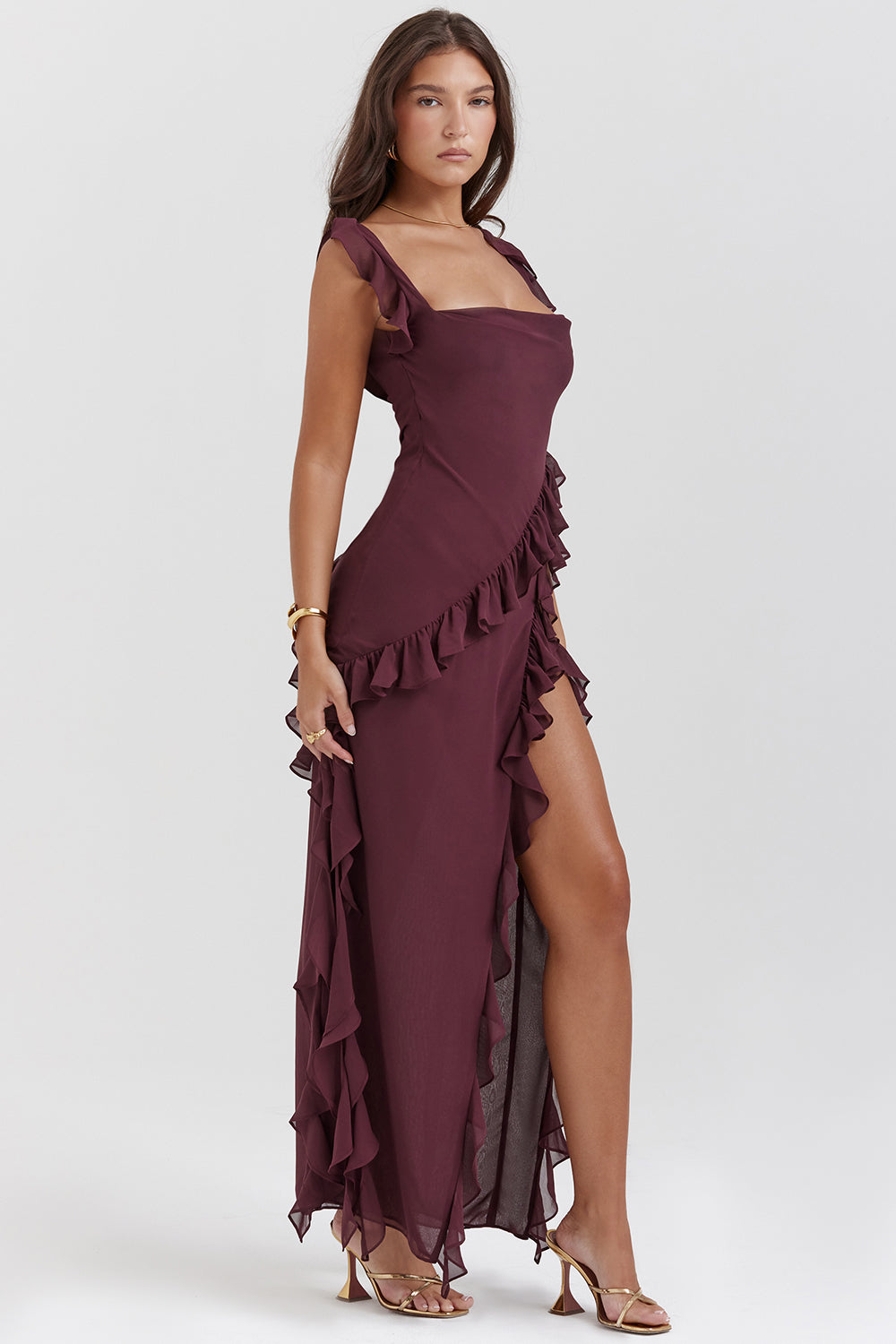 Laurine | Women's Elegant Maxi Dress with Ruffle Detail