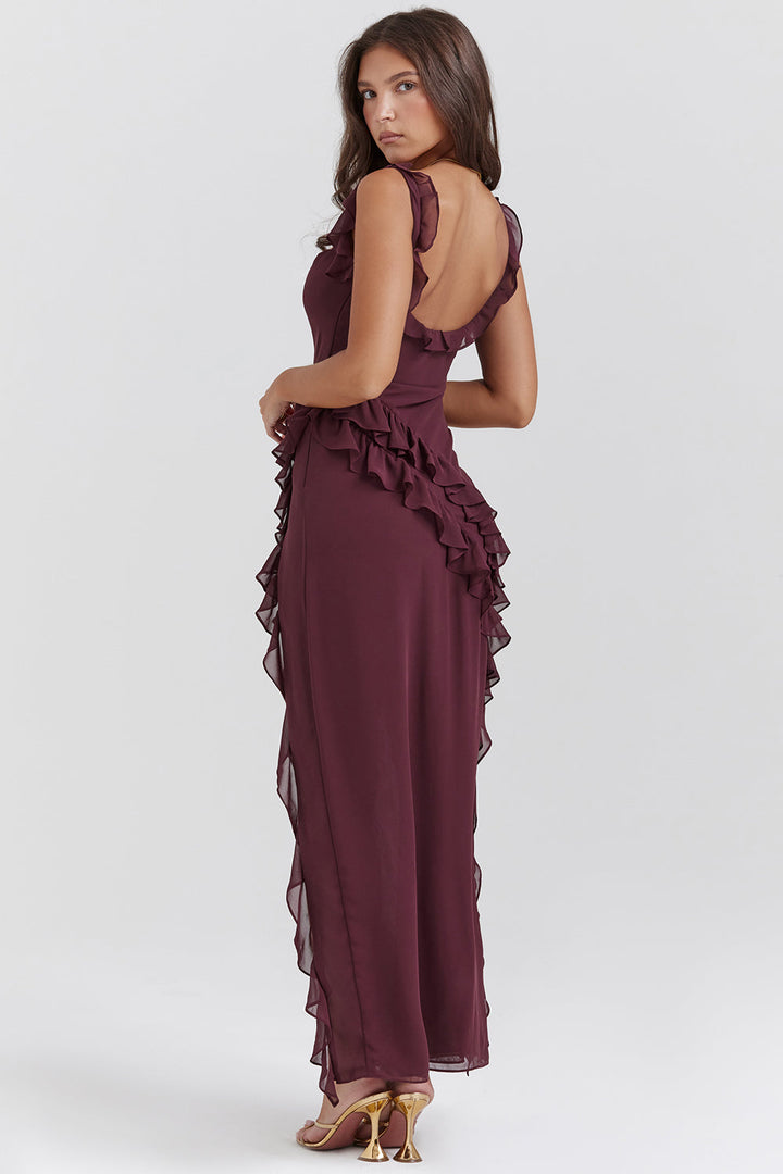 Laurine | Women's Elegant Maxi Dress with Ruffle Detail