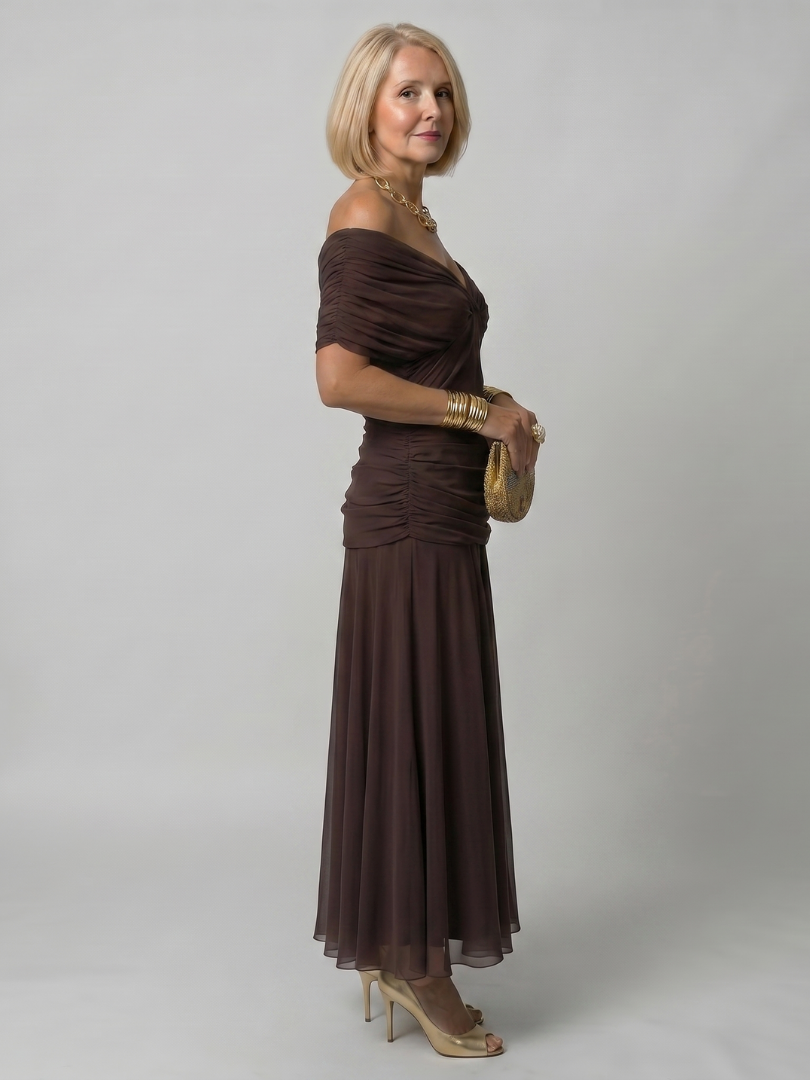 Calen | Women's Off Shoulder Flow Midi Dress