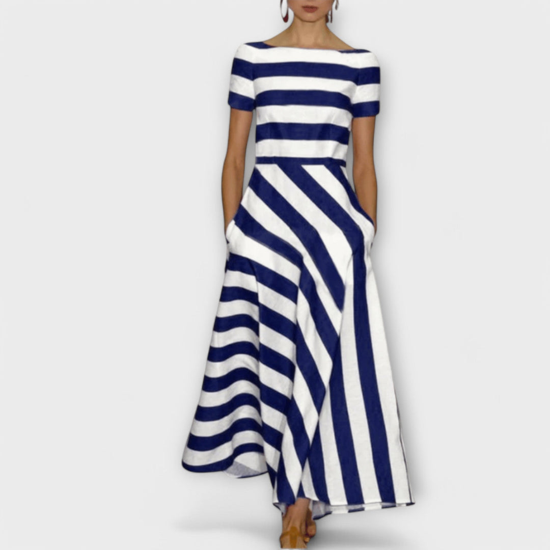 Janell | Women's Striped Maxi Dress with Long Silhouette