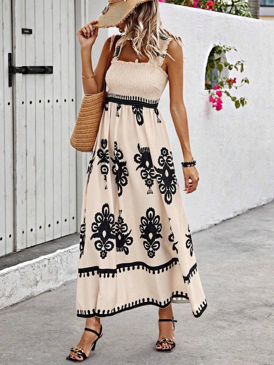 Iveth | Women's Bohemian Maxi Dress with Smocking