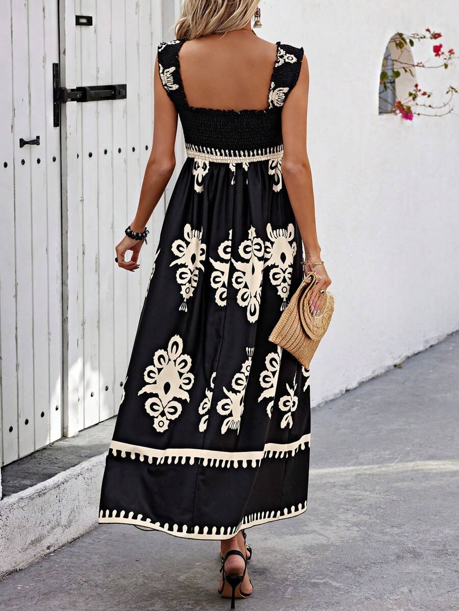 Iveth | Women's Bohemian Maxi Dress with Smocking