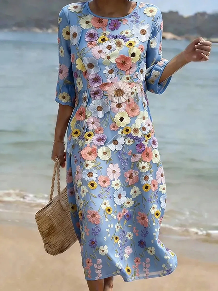 Melissa | Women's Floral Comfortable & Elegant Mid-Length Midi Dress