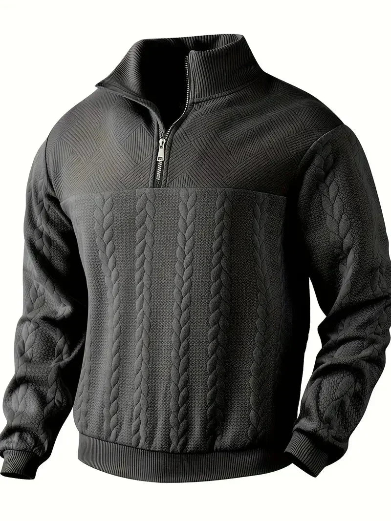 Men's Brit & Boho | Casual Jacquard Quarter-Zip Jumper