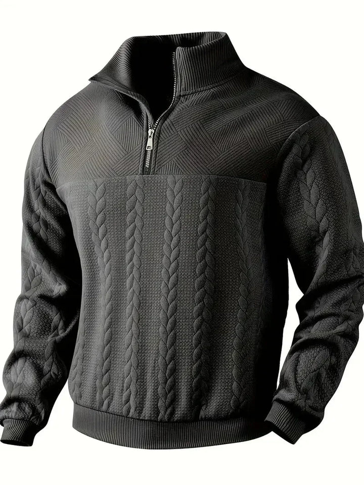 Men's Brit & Boho | Casual Jacquard Quarter-Zip Jumper