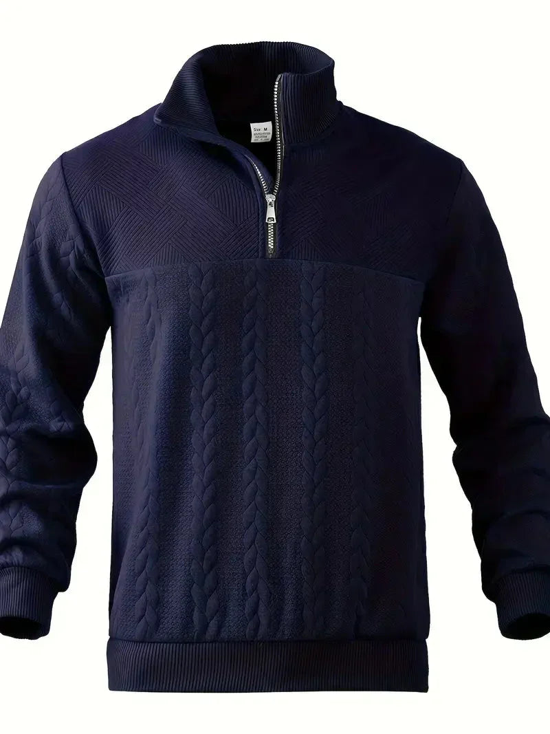 Men's Brit & Boho | Casual Jacquard Quarter-Zip Jumper