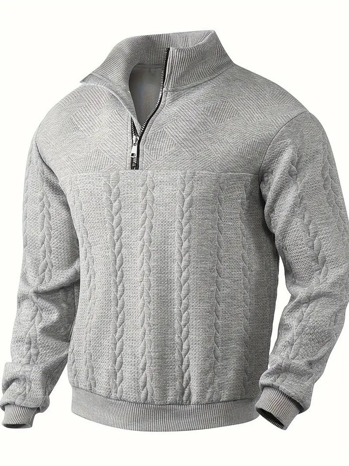 Men's Brit & Boho | Casual Jacquard Quarter-Zip Jumper