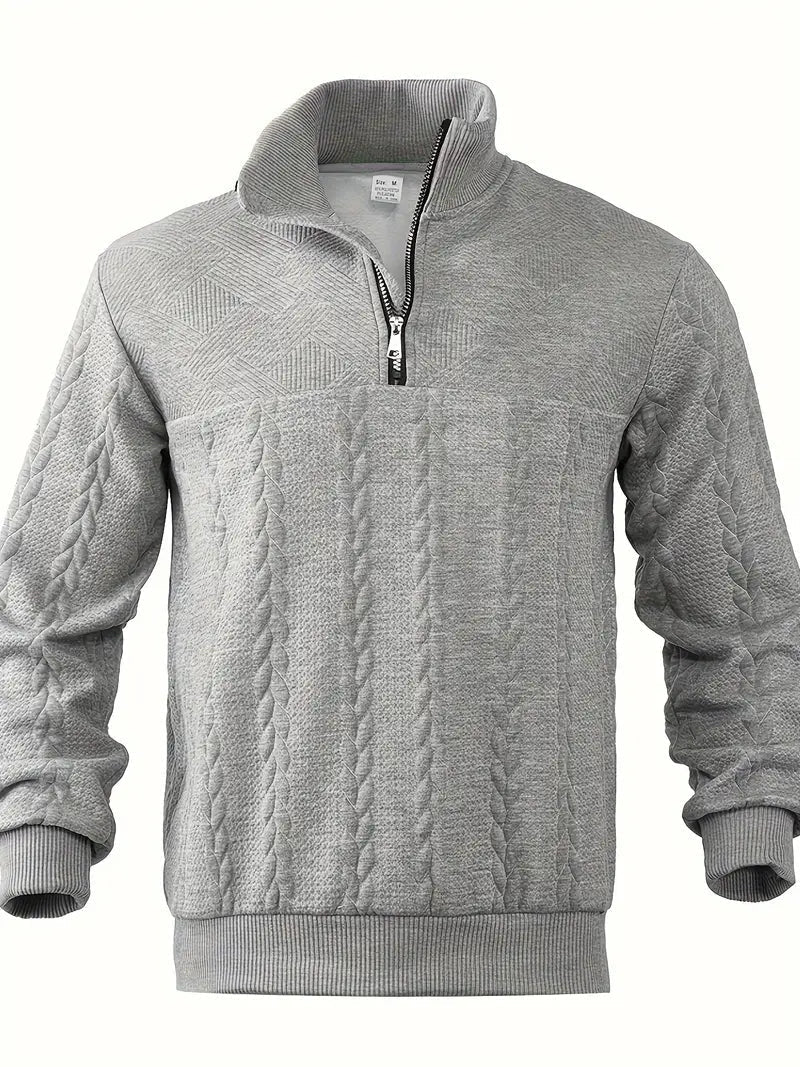 Men's Brit & Boho | Casual Jacquard Quarter-Zip Jumper