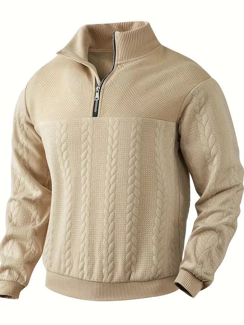 Men's Brit & Boho | Casual Jacquard Quarter-Zip Jumper