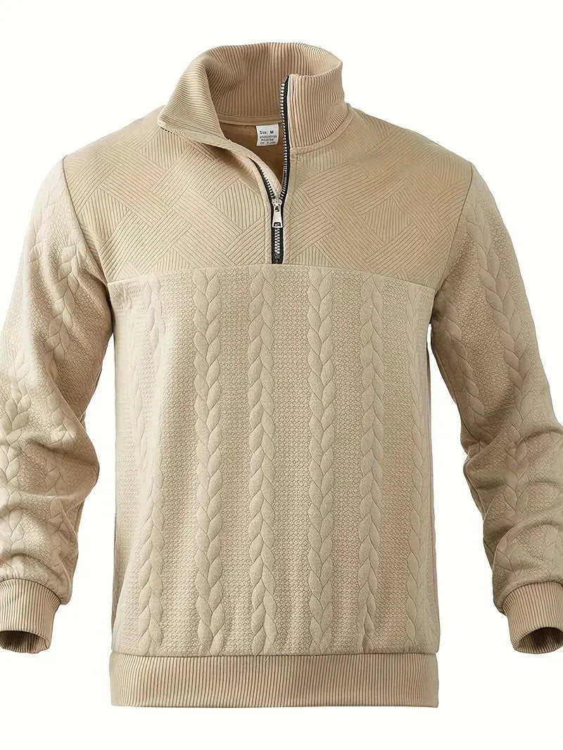 Men's Brit & Boho | Casual Jacquard Quarter-Zip Jumper