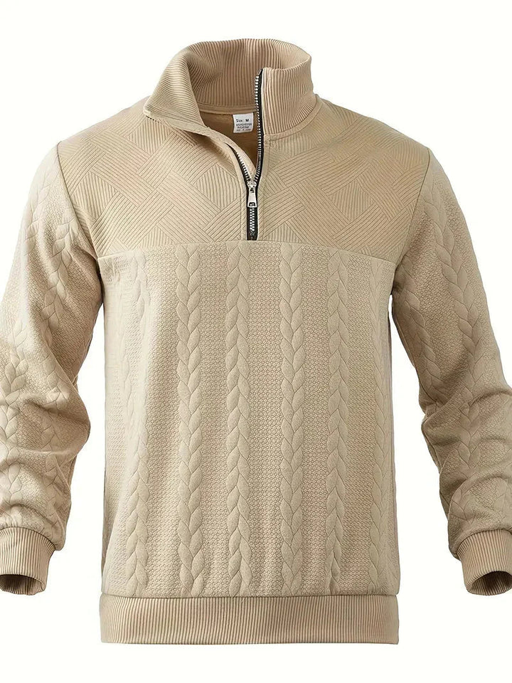 Men's Brit & Boho | Casual Jacquard Quarter-Zip Jumper