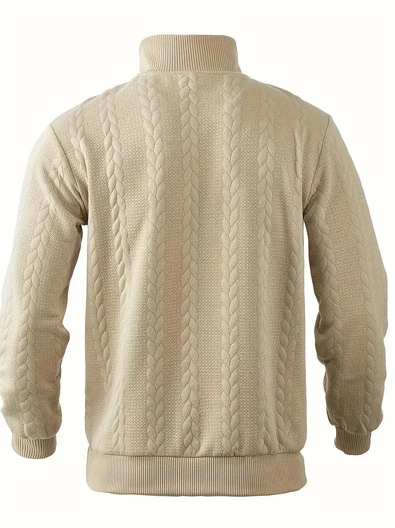 Men's Brit & Boho | Casual Jacquard Quarter-Zip Jumper