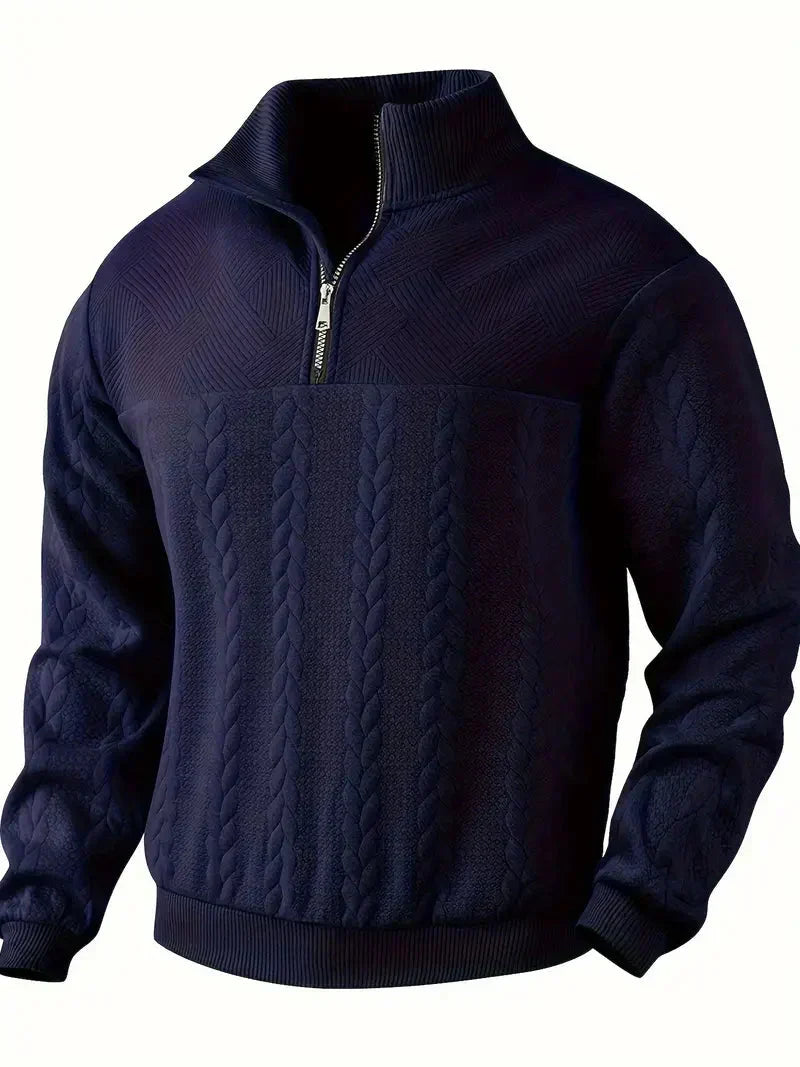 Men's Brit & Boho | Casual Jacquard Quarter-Zip Jumper