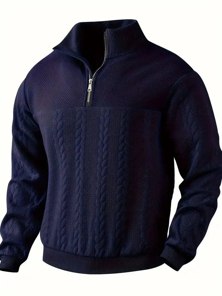 Men's Brit & Boho | Casual Jacquard Quarter-Zip Jumper
