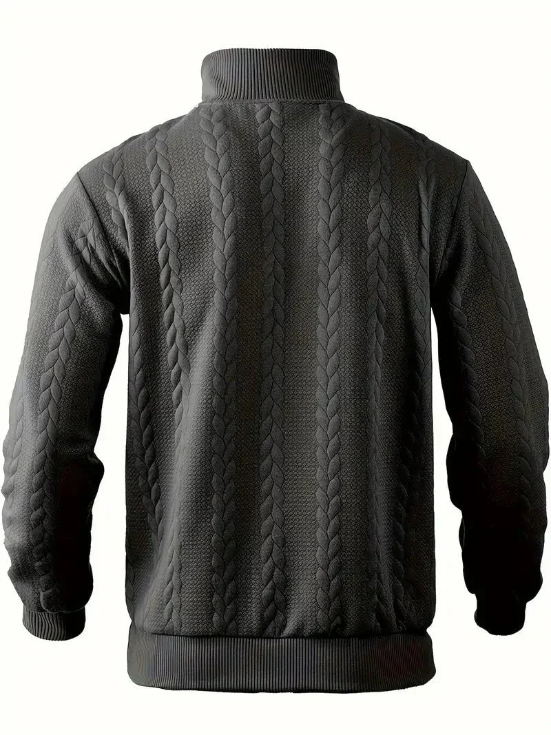 Men's Brit & Boho | Casual Jacquard Quarter-Zip Jumper