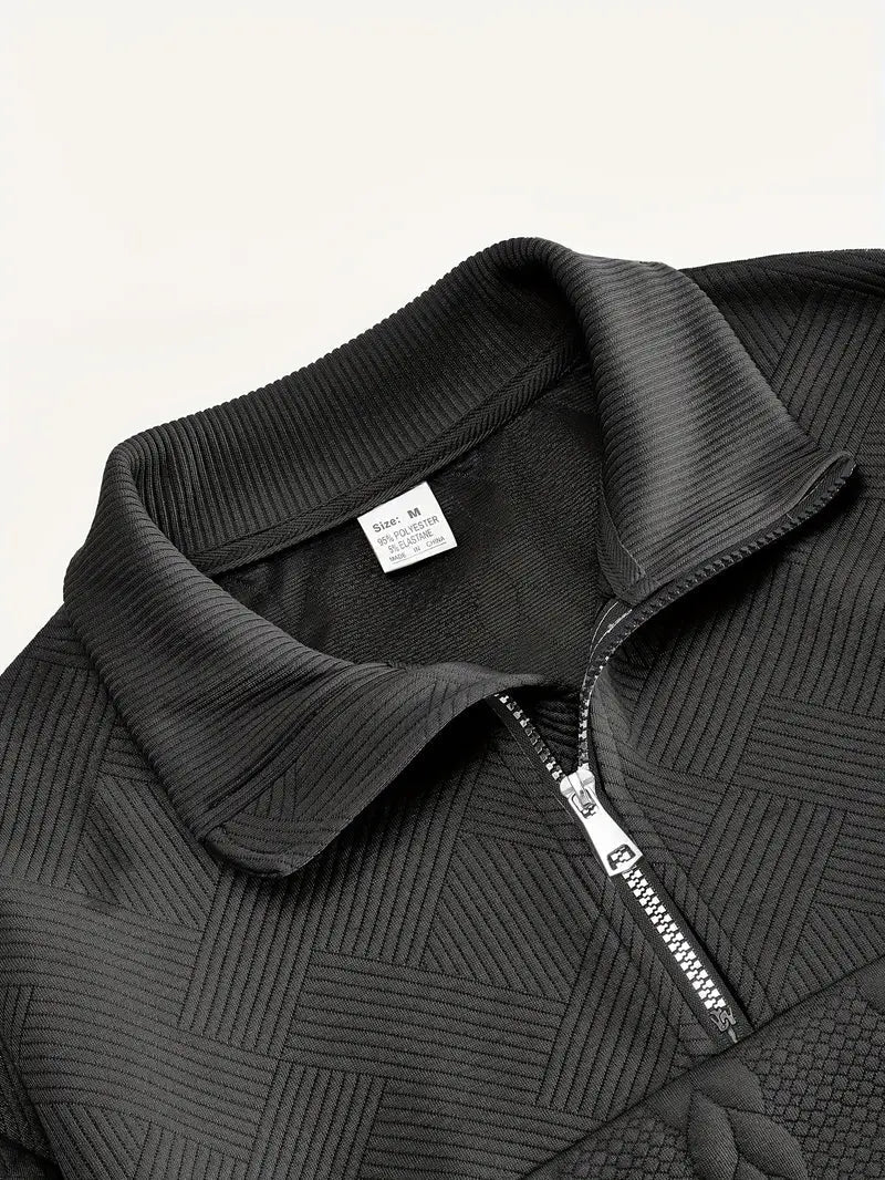 Men's Brit & Boho | Casual Jacquard Quarter-Zip Jumper