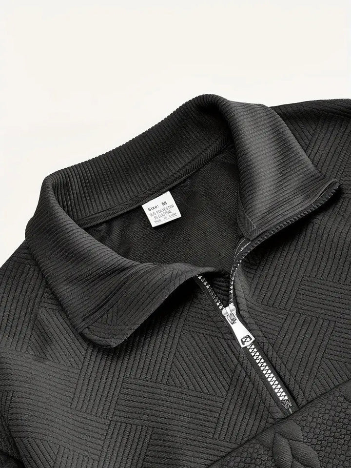 Men's Brit & Boho | Casual Jacquard Quarter-Zip Jumper