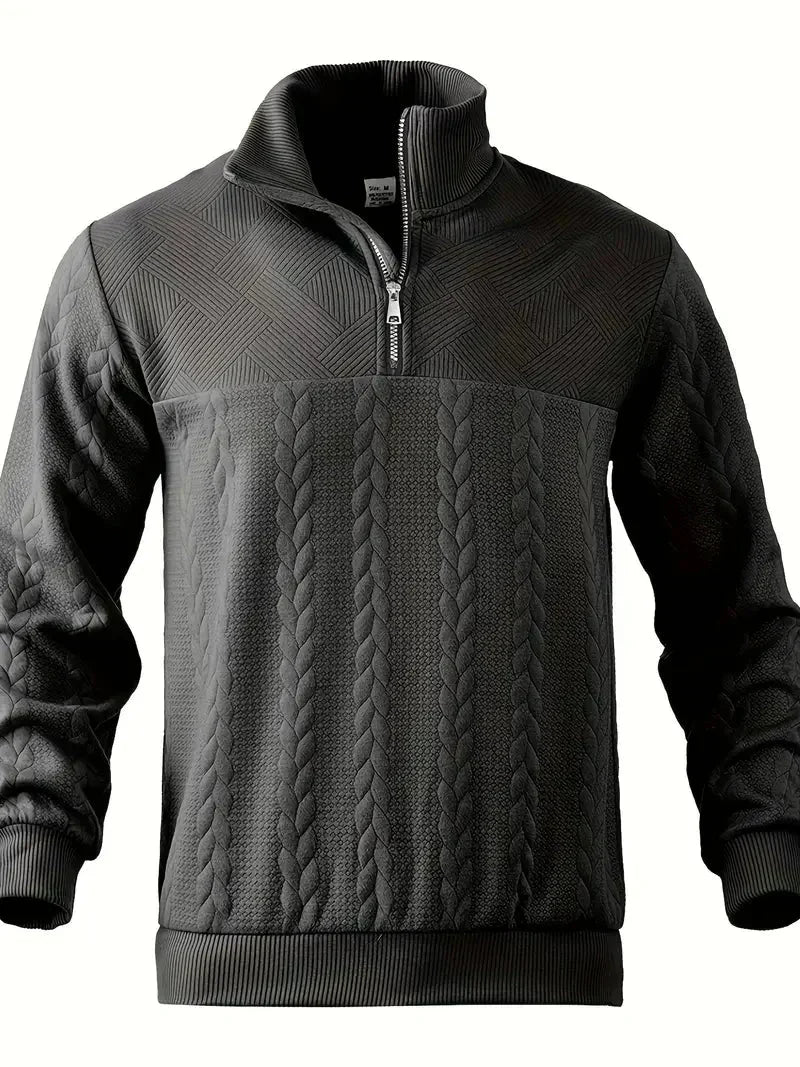 Men's Brit & Boho | Casual Jacquard Quarter-Zip Jumper