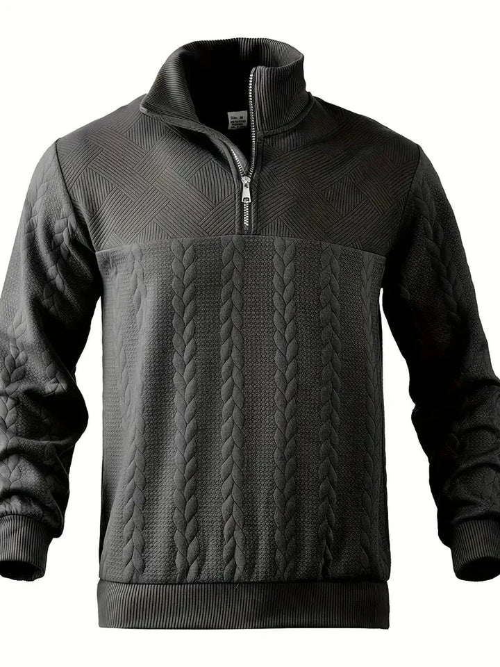 Men's Brit & Boho | Casual Jacquard Quarter-Zip Jumper