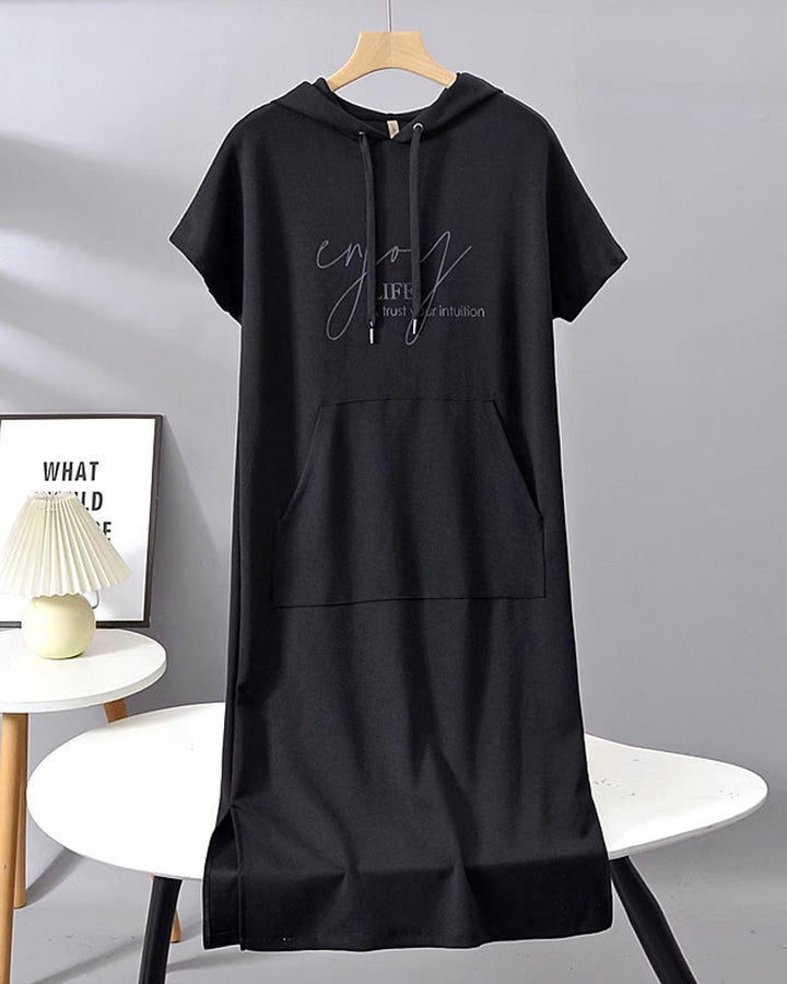 Bridget | Women's Longline Casual Hoodie Midi Dress with Drawstring